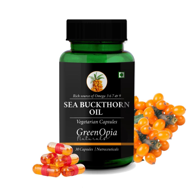 GreenOpia Sea Buckthorn Oil Capsules with Omega 3, 6, 7 and 9 – 30 Vegetarian Capsules