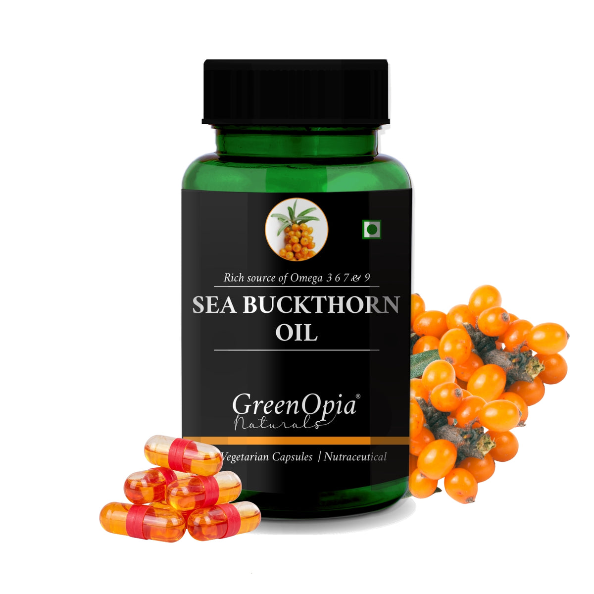 Sea Buckthorn Oil 30 Liquid Filled Vegetarian Capsules