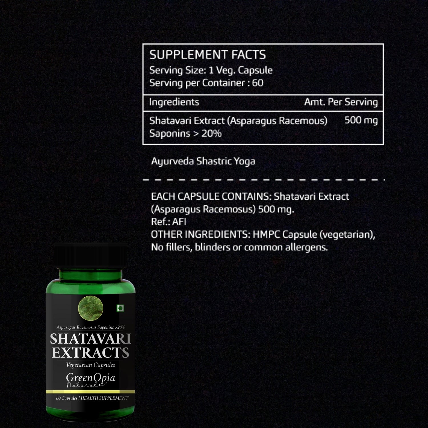 GreenOpia Shatavari Extract Vegetarian Capsules