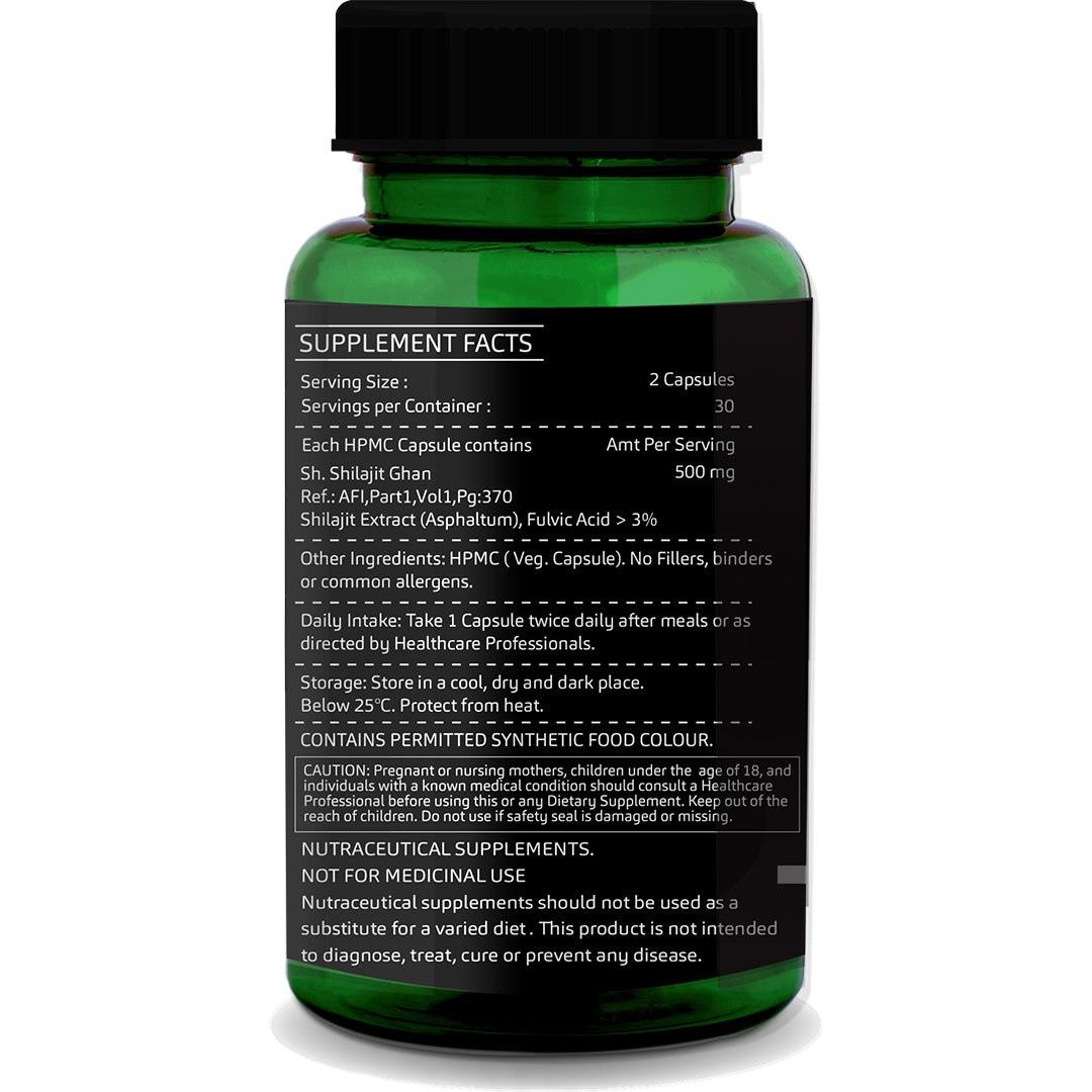 Shilajit Capsules – 60 Vegetarian Capsules with Fulvic Acid for Energy, Stamina &amp; Immunity Support