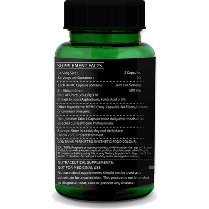 Shilajit Capsules – 60 Vegetarian Capsules with Fulvic Acid for Energy, Stamina &amp; Immunity Support
