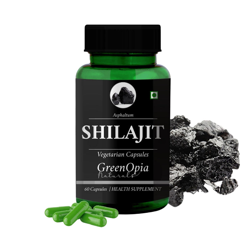 GreenOpia Shilajit Extracts 60 Vegetarian Capsules with Fulvic Acid for Energy, Stamina and Vitality