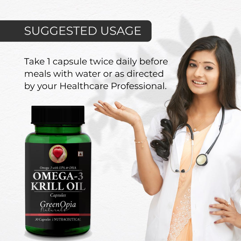 Recommended dosage and usage instructions for GreenOpia Krill Oil capsules