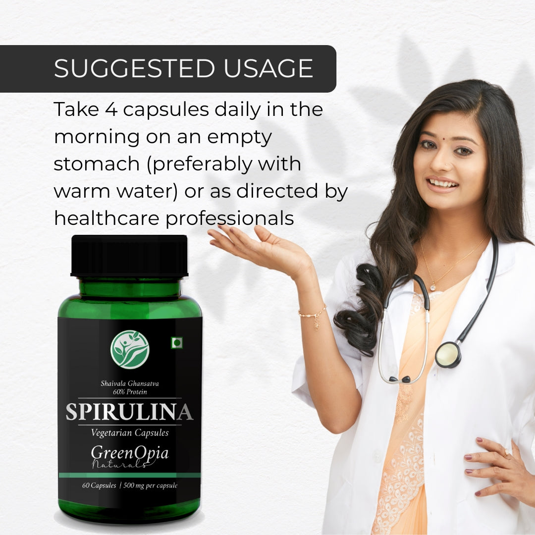Spirulina Capsules – 60 Vegetarian Capsules | Natural Energy, Immunity &amp; Detox Support | Plant-Based Superfood Supplement