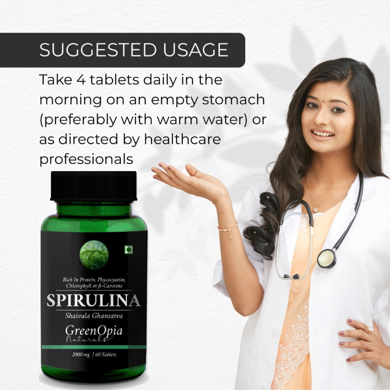 Woman enjoying daily wellness routine with GreenOpia Spirulina Tablets