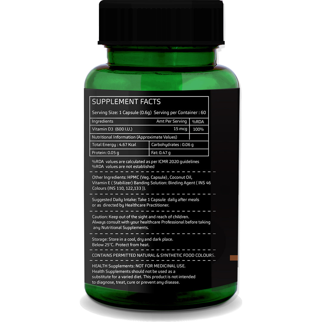 Supplement Facts – GreenOpia Vitamin D3 600 IU Capsules