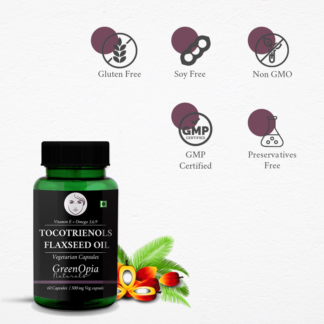 Tocotrienols + Flaxseed Oil Capsules – Heart, Cholesterol &amp; Antioxidant Support | 60 Veg Capsules