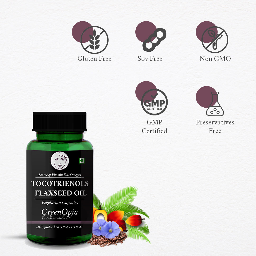 GreenOpia Tocotrienols + Flaxseed Oil 60 Liquid Filled Vegetarian Capsules