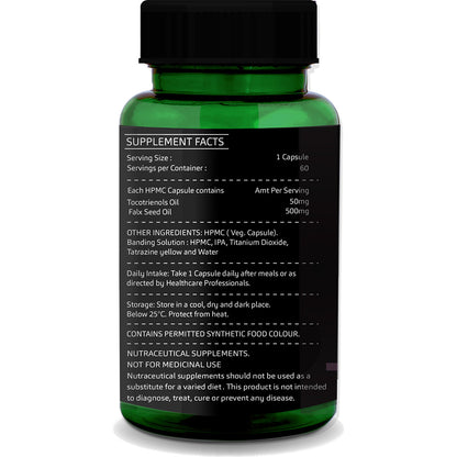 Tocotrienols + Flaxseed Oil Capsules – Heart, Cholesterol &amp; Antioxidant Support | 60 Veg Capsules
