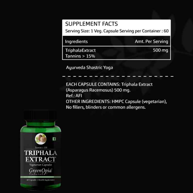 Triphala Vegetarian Capsules for Digestive Wellness