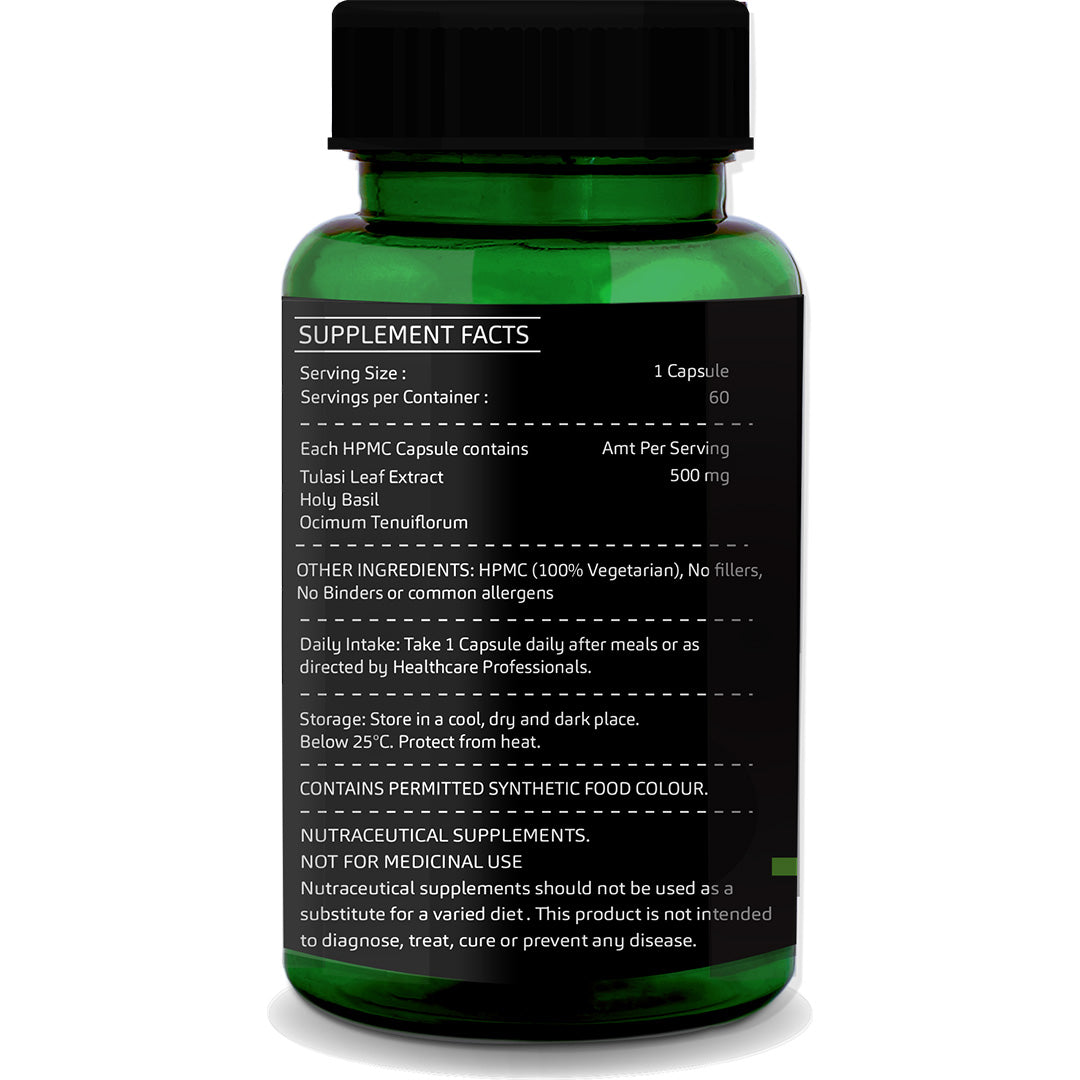 Tulsi Capsules – 60 Vegetarian Capsules | Holy Basil for Immunity, Stress Relief &amp; Respiratory Support