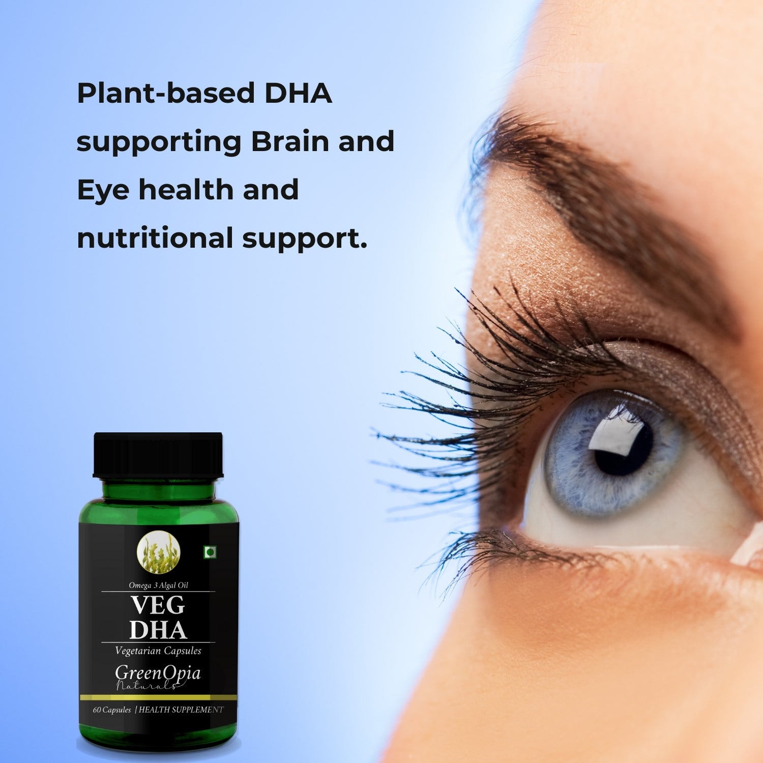 GreenOpia Vegetarian DHA Omega-3 from Algal Oil 60 Liquid Filled Vegetarian Capsules