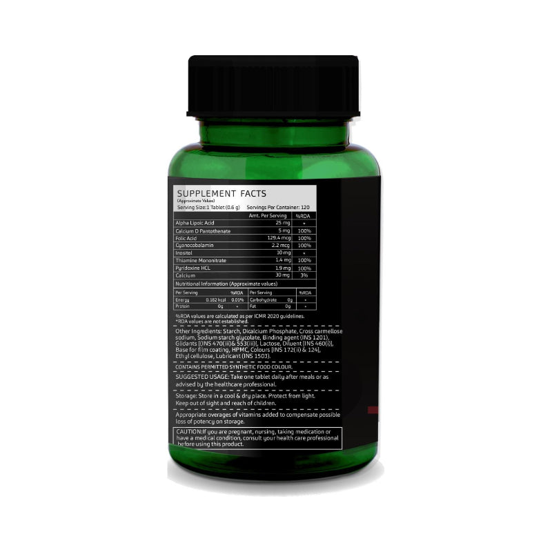 Vegan-friendly Vitamin B12 + ALA tablets free from gluten, dairy, soy and artificial additives