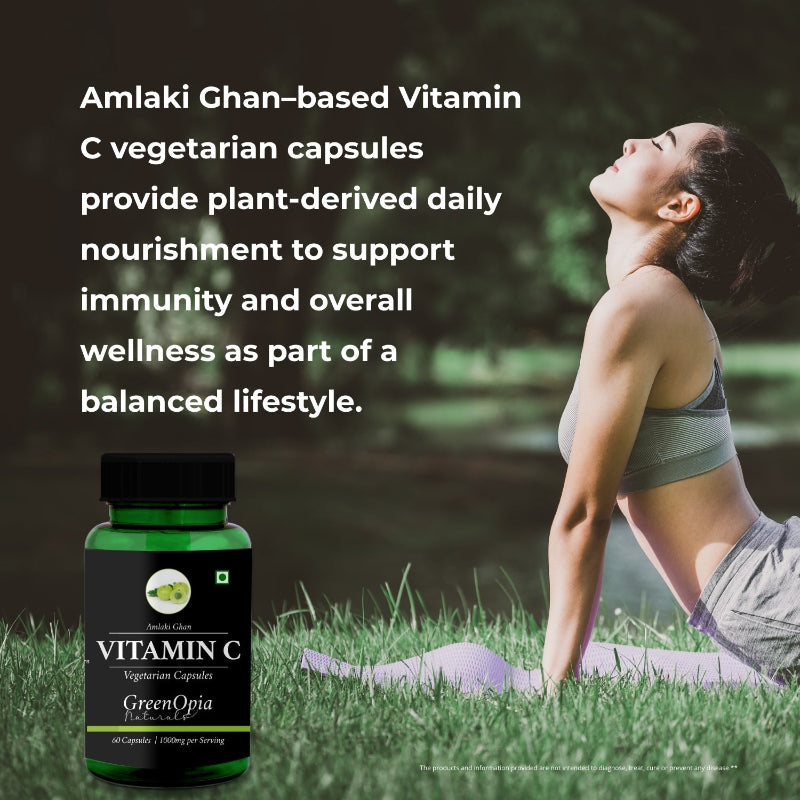 GreenOpia Amla Vitamin C capsules bottle showing 500 mg natural vitamin C