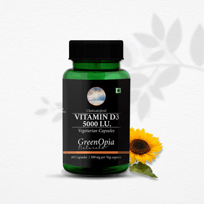 Supplement Facts of GreenOpia Vitamin D3 – High Strength Cholecalciferol 5000 IU