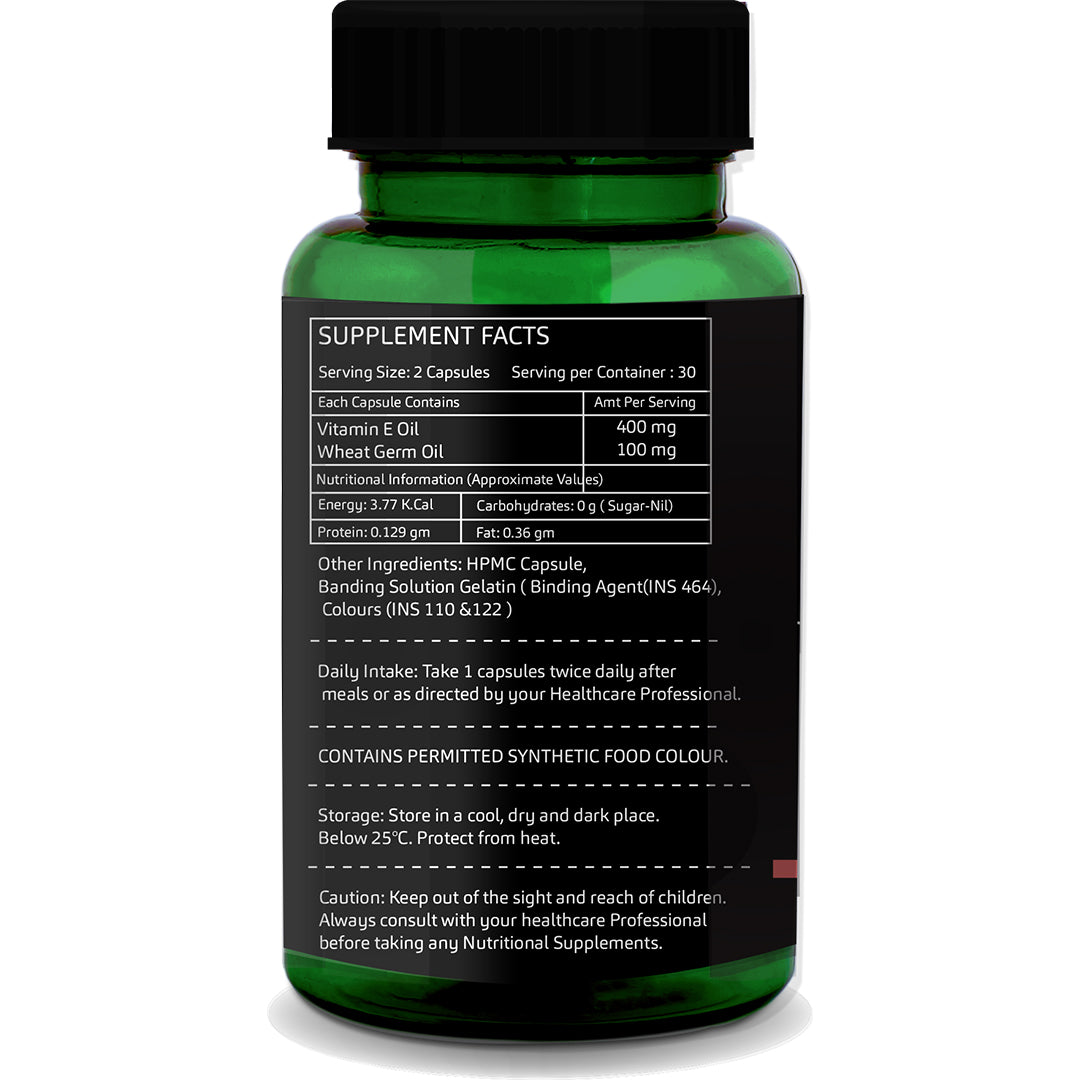 GreenOpia Vitamin E + Wheat Germ Oil 60 Liquid Filled Vegetarian Capsules