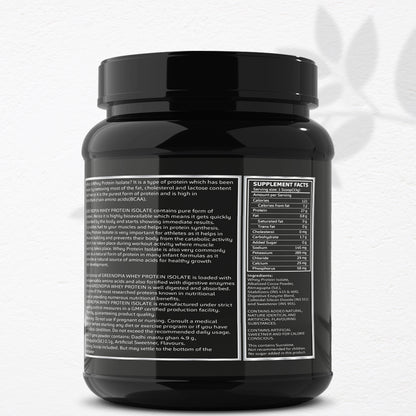 Nutrition Label of GreenOpia Whey Protein Isolate Powder – Clean Ingredients