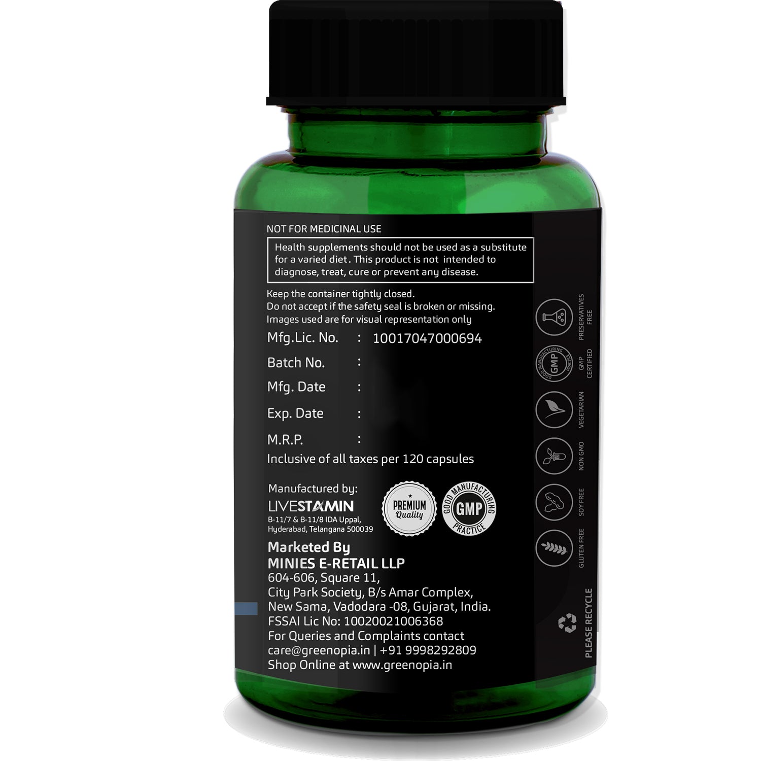 GreenOpia Zinc Complex 60 Vegetarian Capsules